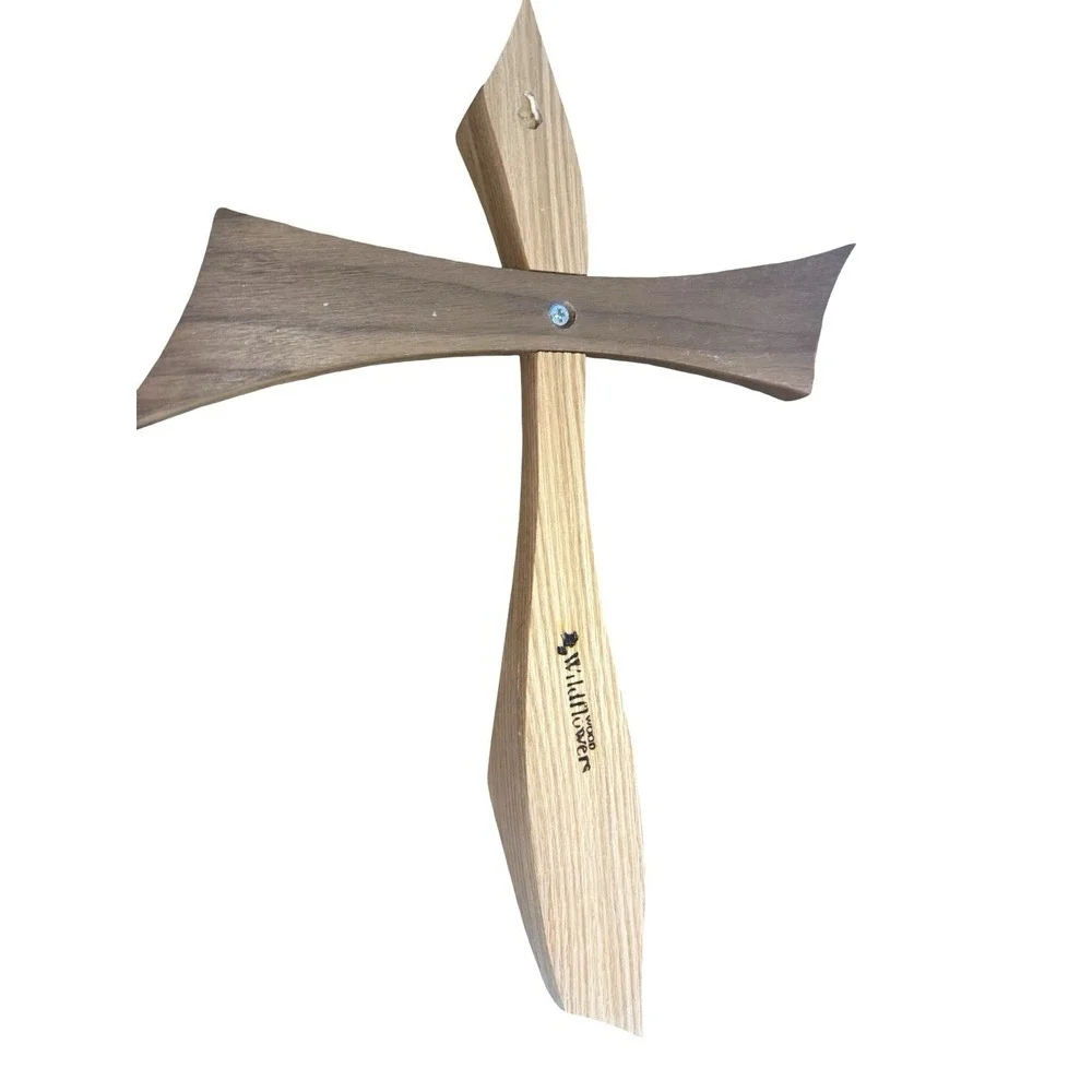 HANDMADE CROSS of JESUS, by‎ Wood Wildflowers, Walnut  & Red Oak, 15